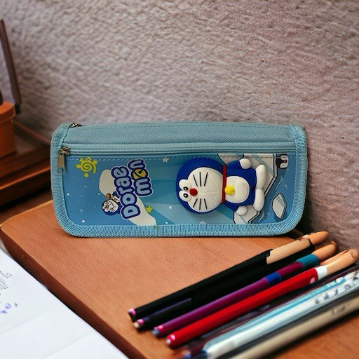 pencil pouch with colour pen placed on top of the table